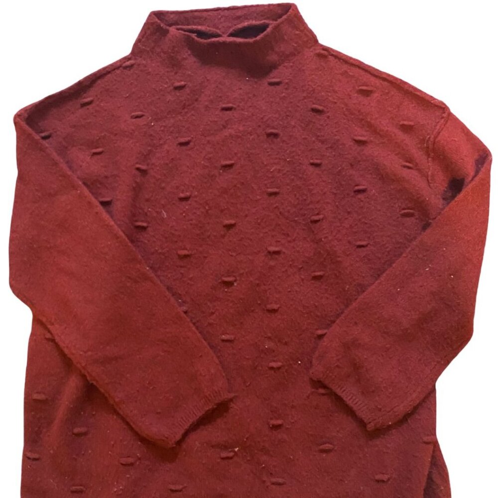 Vintage Democracy chunky oversized knit maroon sweater with fabric detailing